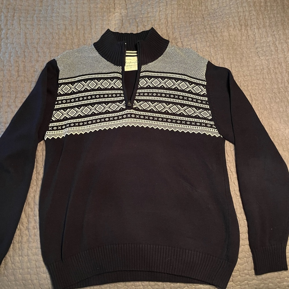 Weatherproof Vintage Men's Navy Patterned Sweater